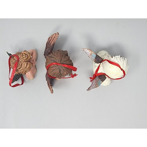 Set Of 3 Angel Head‎ Christmas Tree Ornaments With Red Ribbon Hangers - Picture 5 of 12